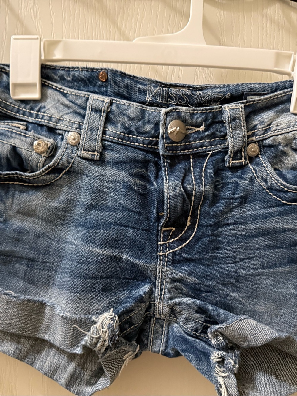 Miss Me Distressed Blue Denim Jean Shorts